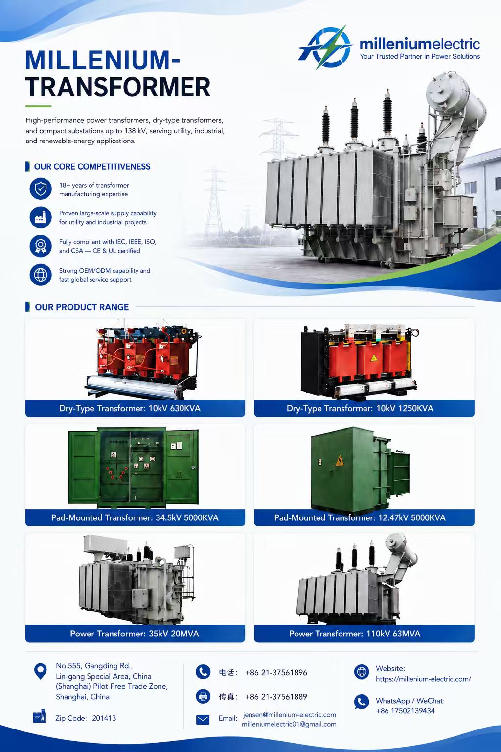 Preview of Millenium transformer product flyer