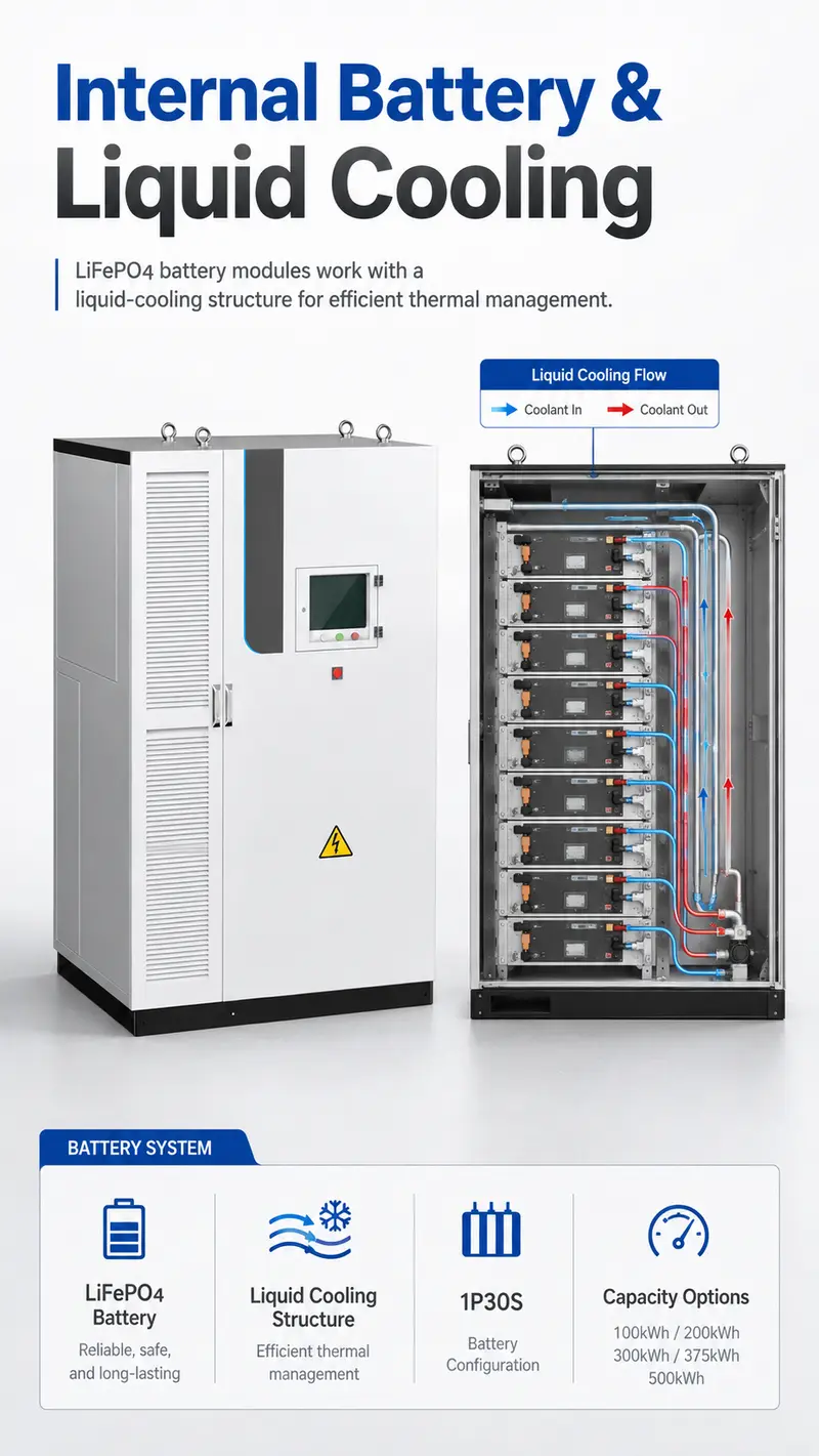 100–500kWh Cabinet Battery Container with Liquid Cooling — detail 2