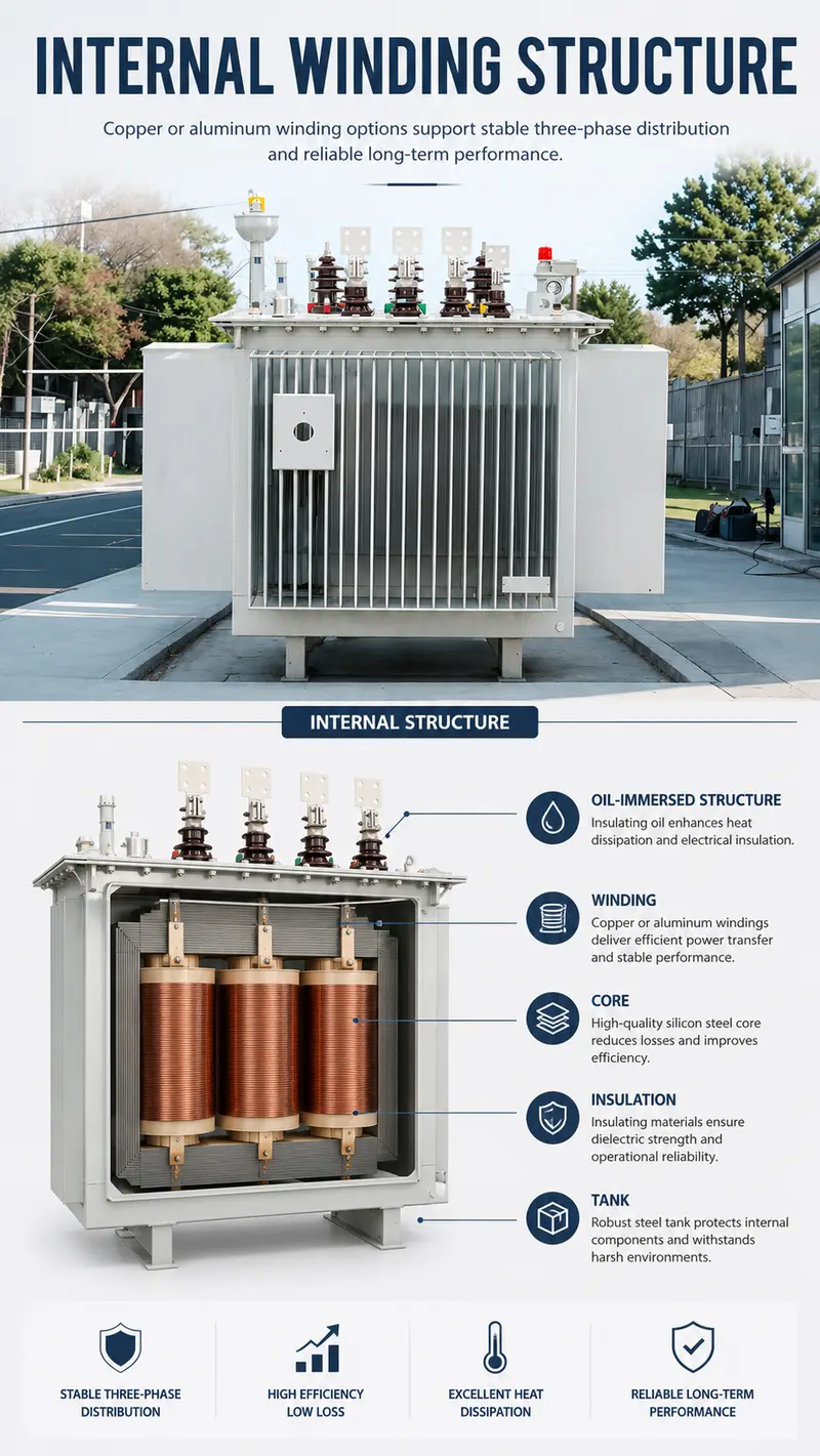 630kVA–1250kVA 10kV/400V Three-Phase Oil-Immersed Distribution Transformer — detail 2
