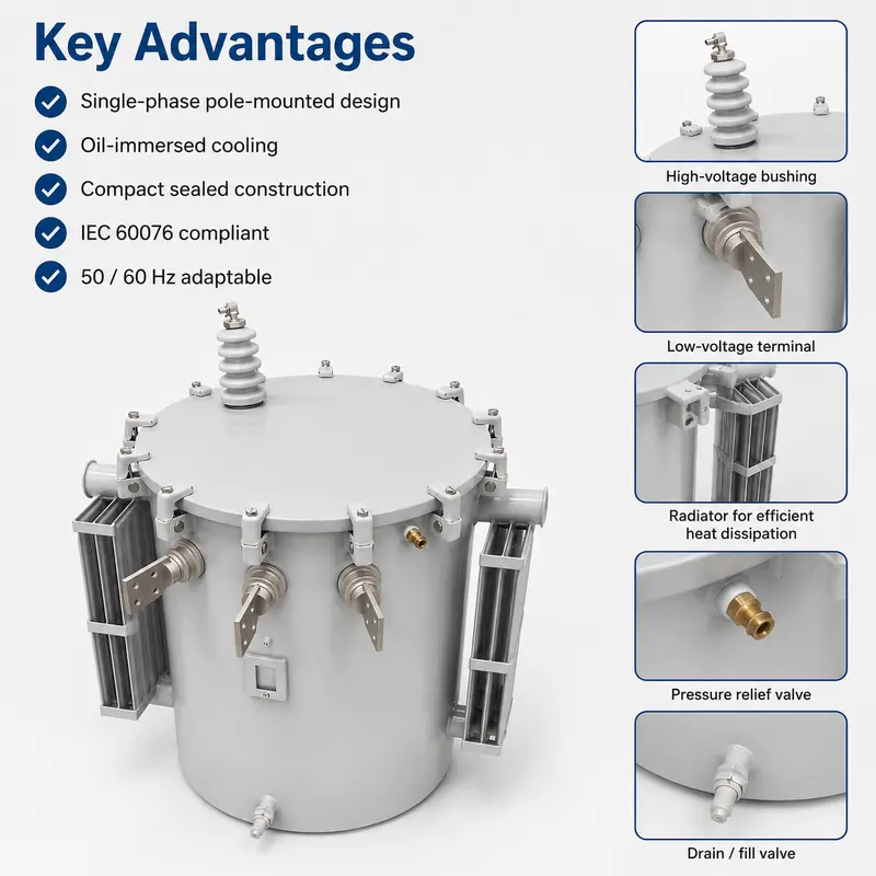 IEC 60076 333 kVA Single-Phase Pole-Mounted Oil Transformer — detail 4