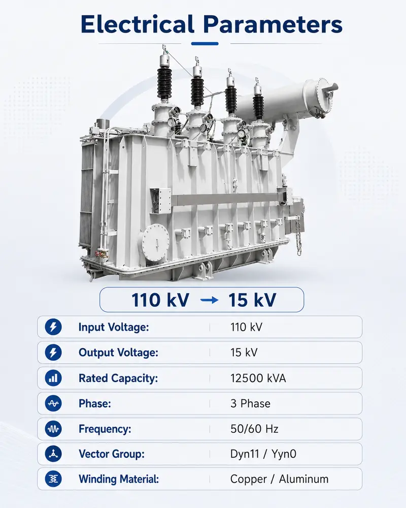 110 kV / 12500 kVA Dual-Winding Power Transformer — detail 3