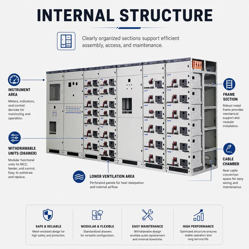 1000V Low Voltage Withdrawable Switchgear Panel (1600A, IP65, Galvanized Steel) — detail 2